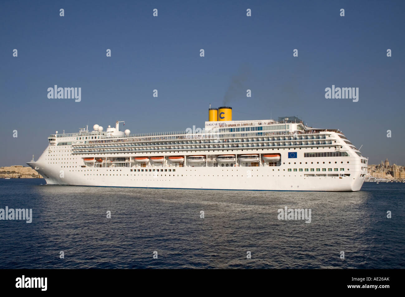 The cruise liner Costa Victoria departing from Malta Stock Photo