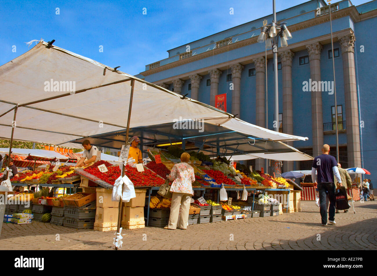 Hötorget market square and Konserthuset in central Stockholm Sweden EU Stock Photo