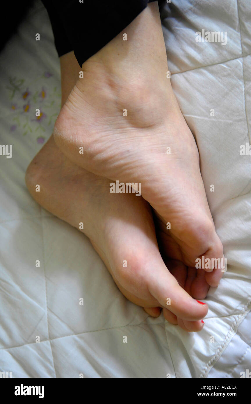 Mature female feet Female Feet Woman Caucasian Rest Relax Sleep Asleep Sleeping Body Part Curled Shape Positive Bed Concept Warm Cosy Stock Photo Alamy