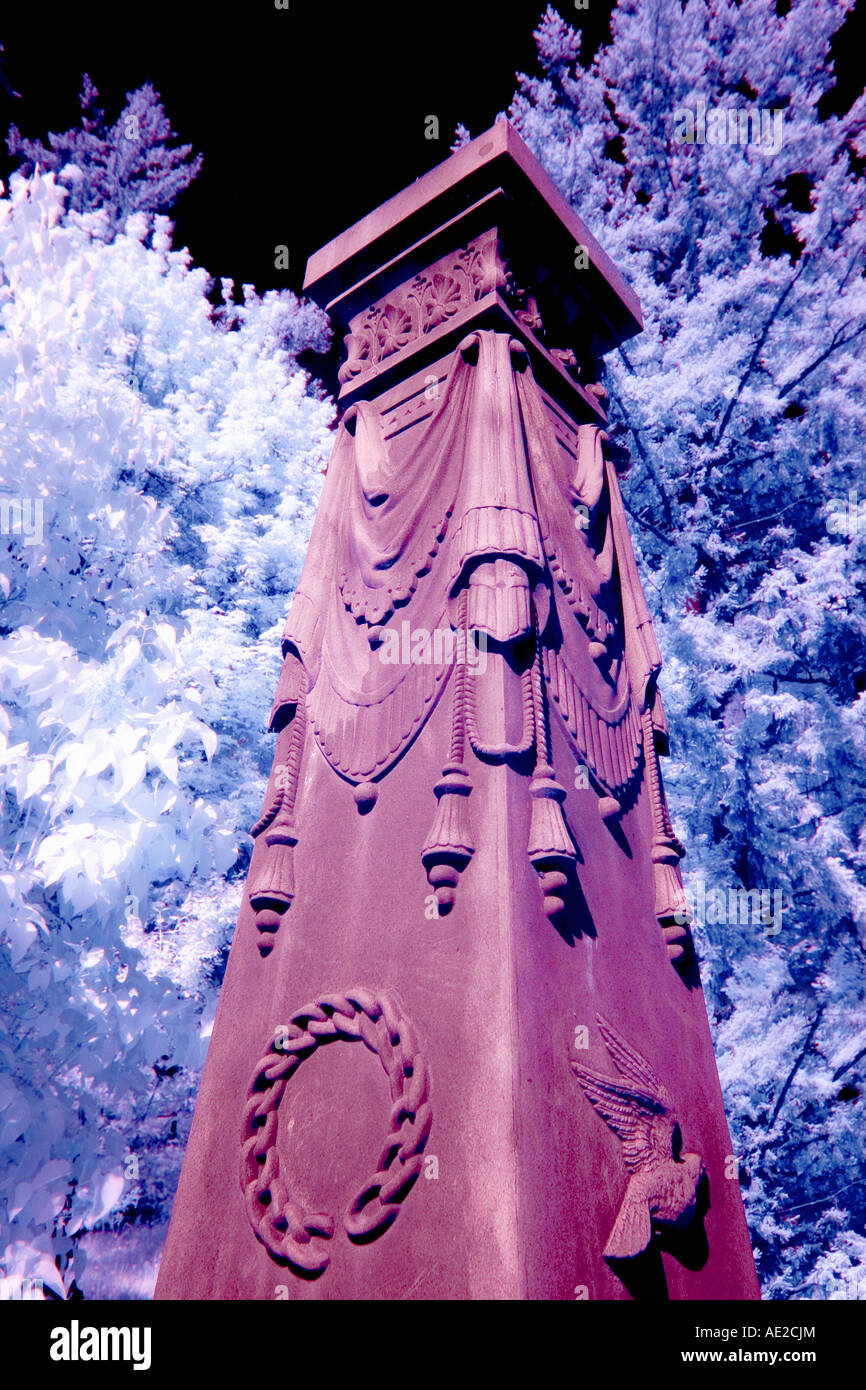 Two-Color, Infrared Cemetery Obelisk Stock Photo