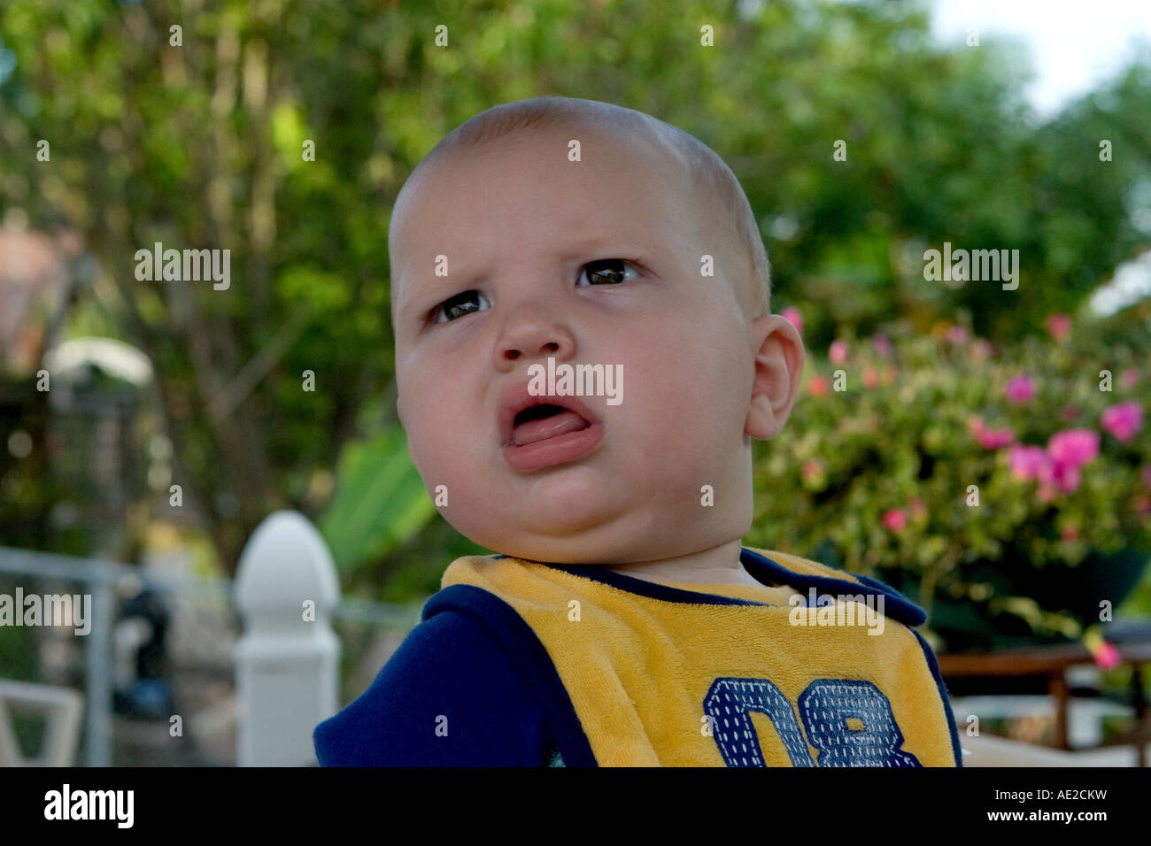 Infant Male Child Head and Shoulders with Sad Face Stock Photo Alamy