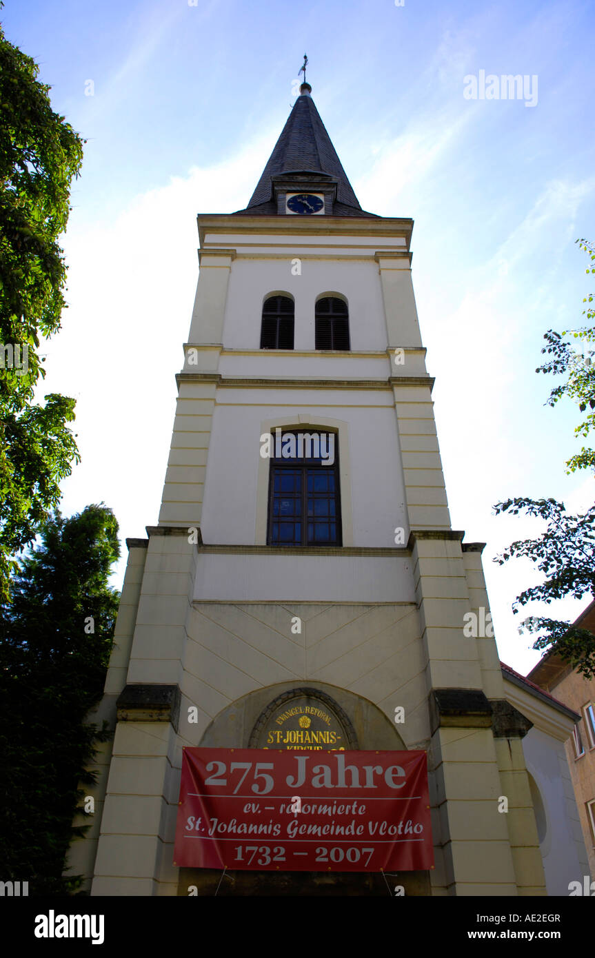 vlotho nordrhein westfalen german germany deutsch deutschland europe colour color vertical  church religion building architect Stock Photo
