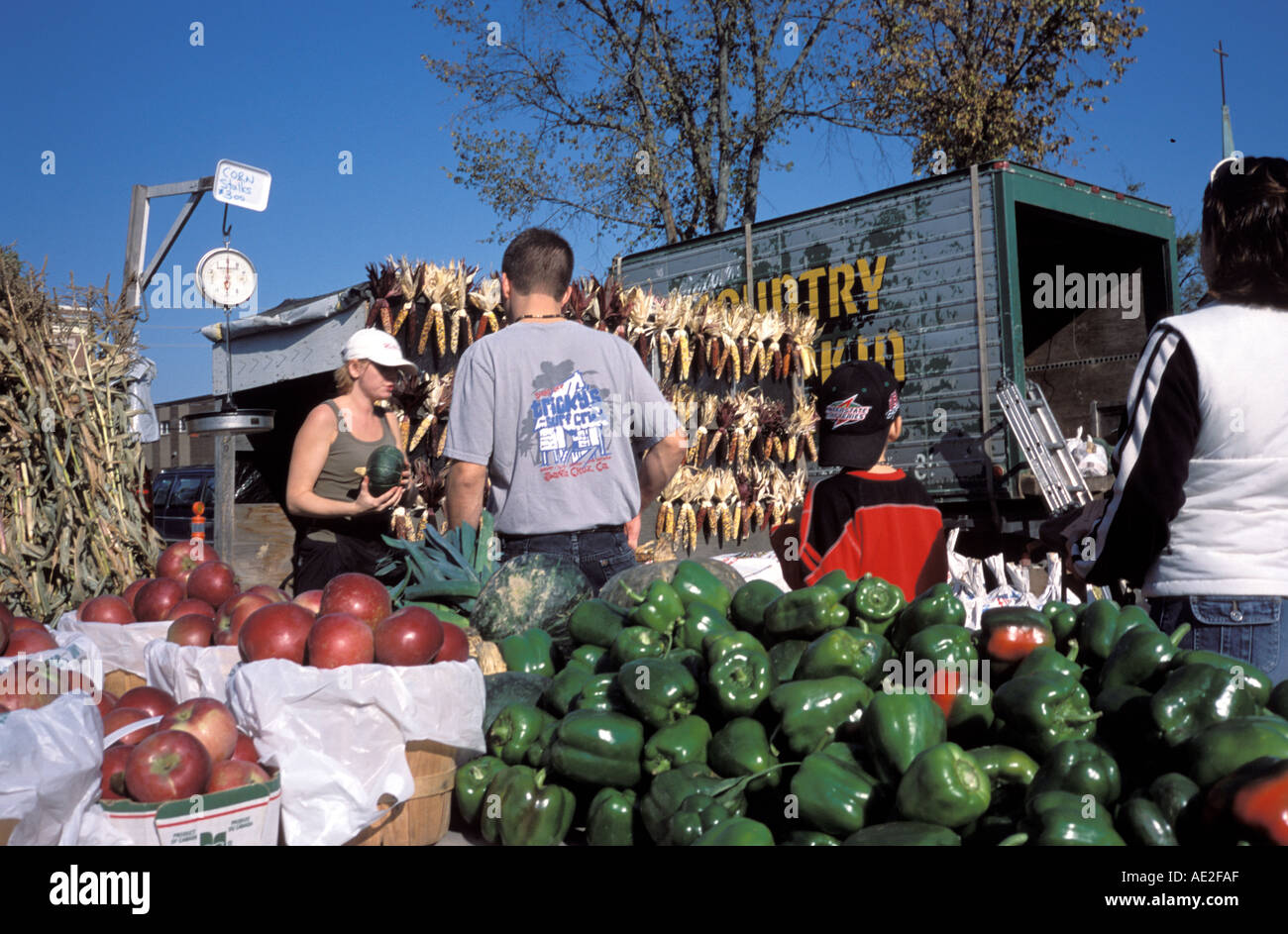 Country market in New Brunswick Canada during fall harvest Stock Photo