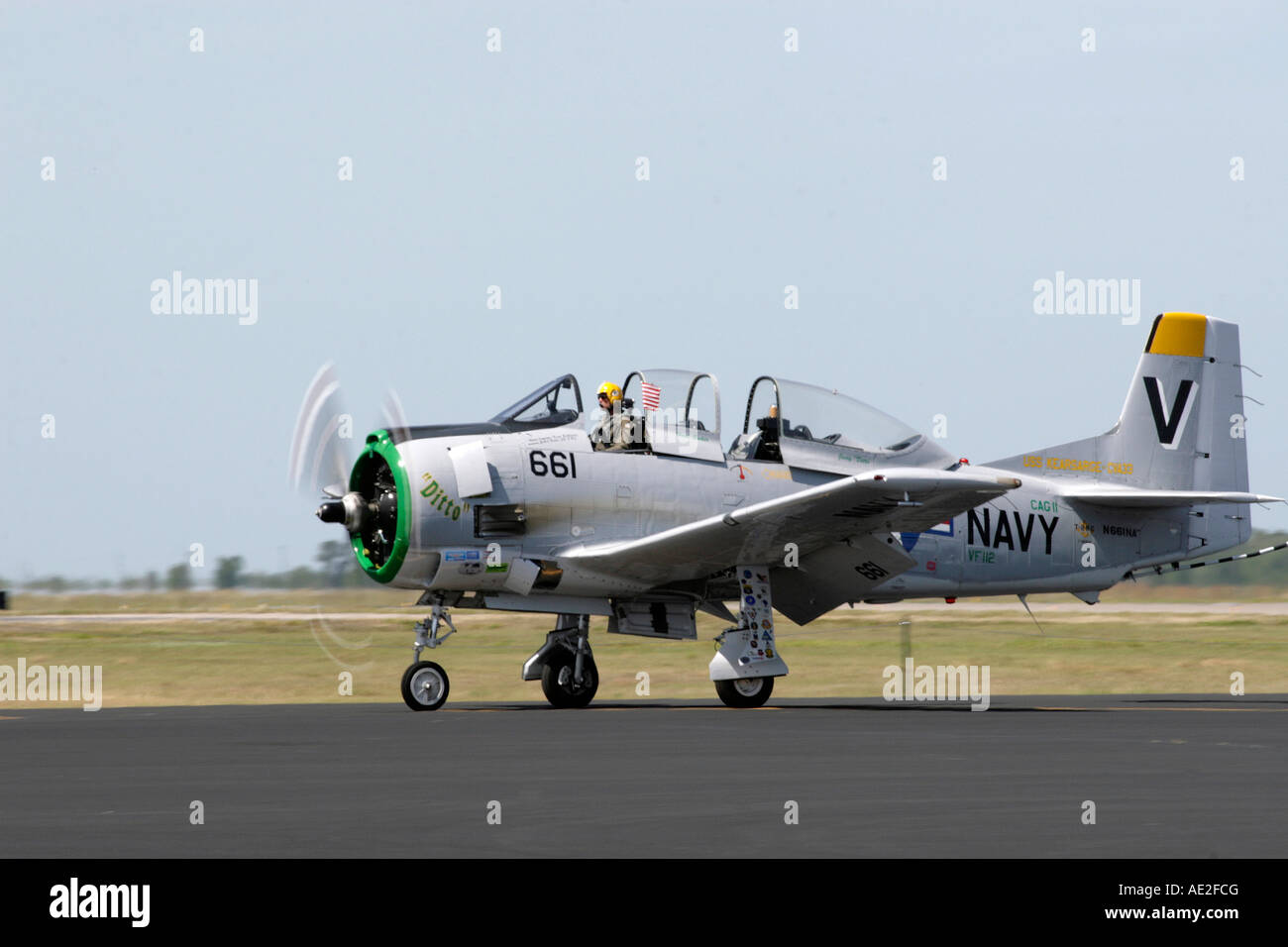 American Prop Driven War Plane Named Ditto on the Taxiway at MacDill Air Force Base in Tampa Florida USA Stock Photo
