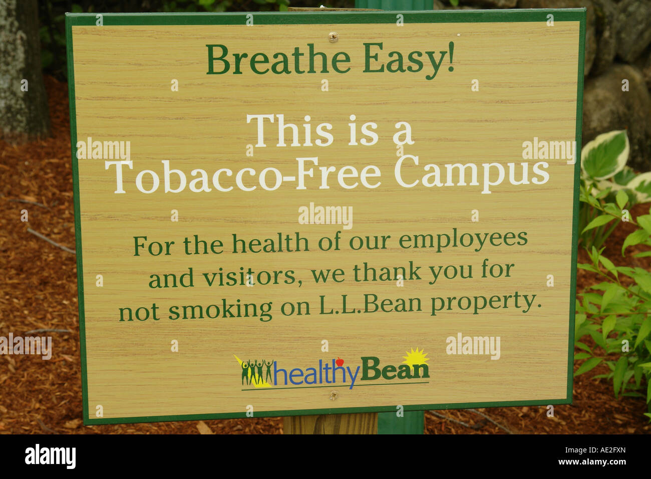 AJD59197, Freeport, ME, Maine, LL Bean Inc., TobaccoFree Campus sign