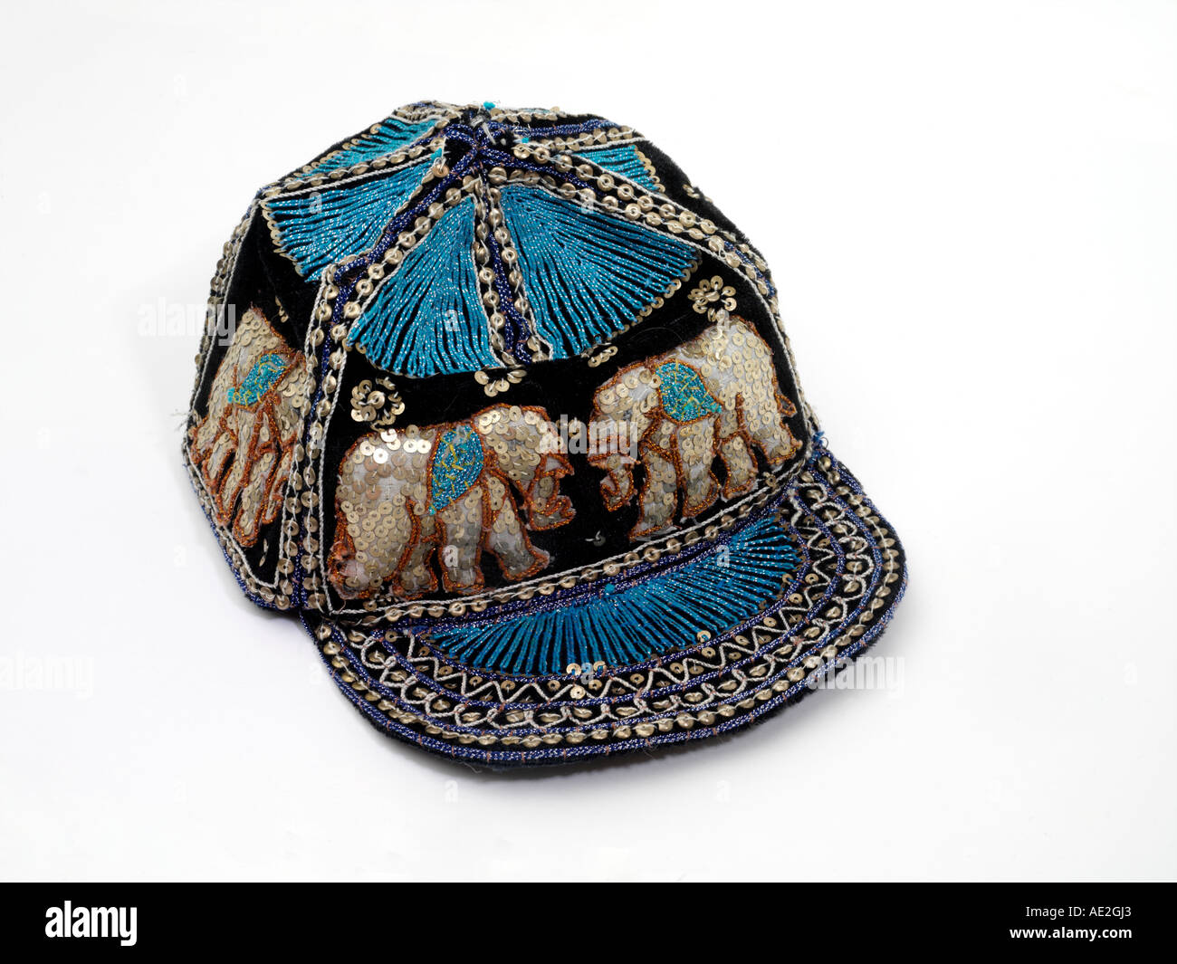 Sri Lanka Beaded Cap with Sequin Elephants Stock Photo Alamy