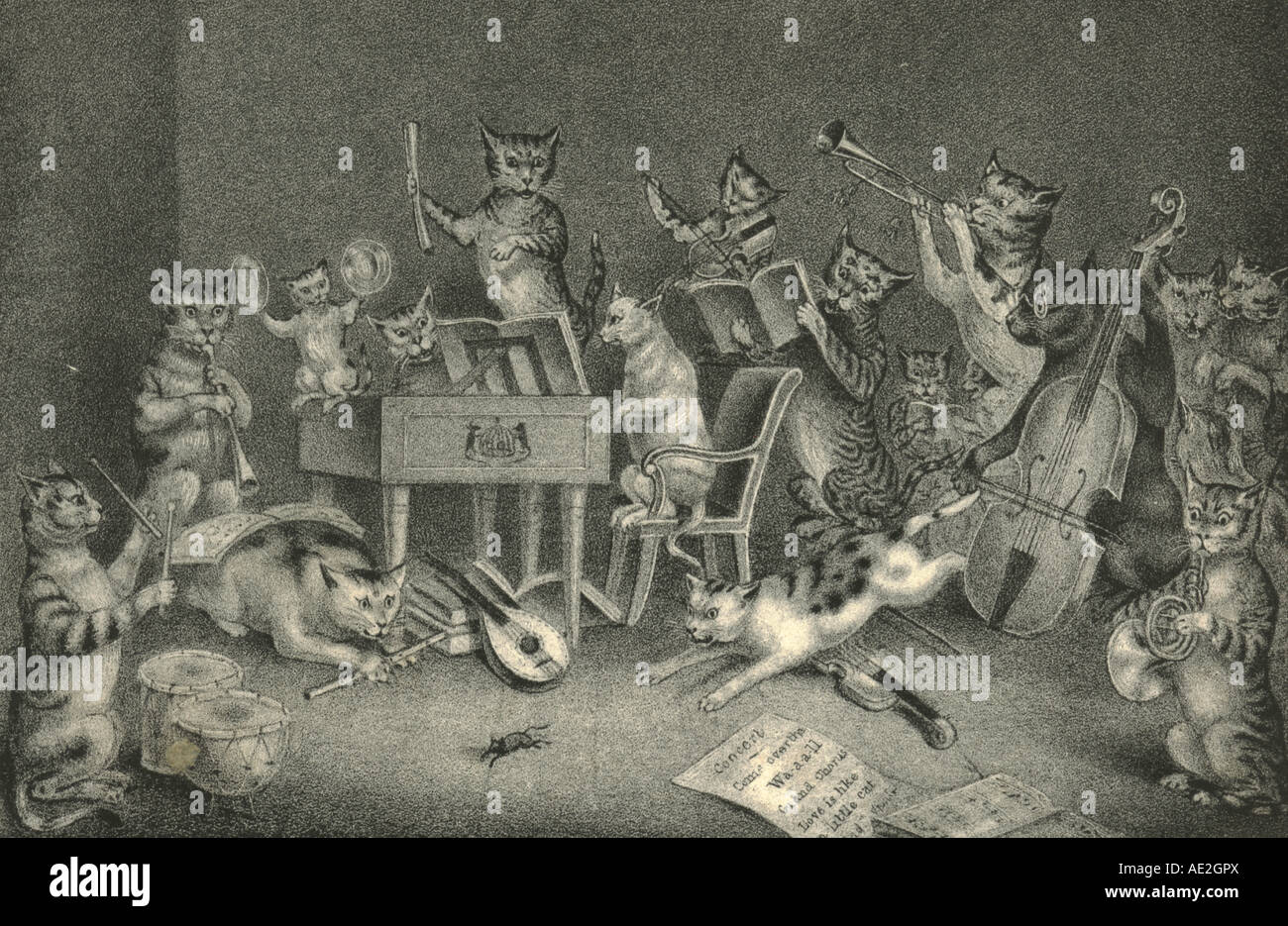 The Cat Orchestra circa 1817 Stock Photo