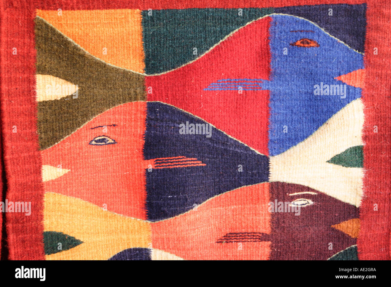 Zapotec style rug Teotitlan del Valle village near Oaxaca City Mexico