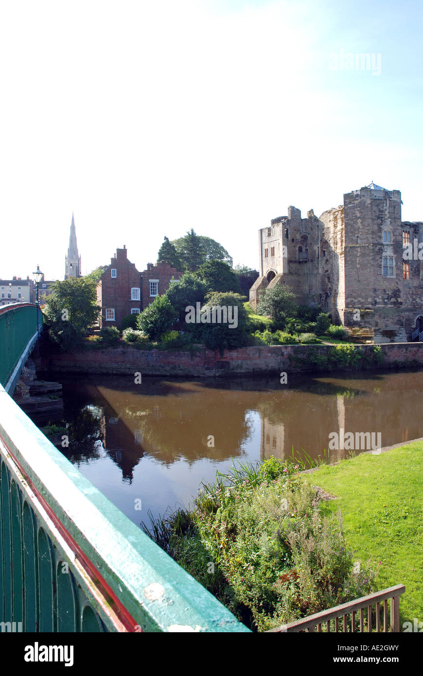 Newark Castle, river and church, Newark on Trent, Nottinghamshire, England, UK Stock Photo