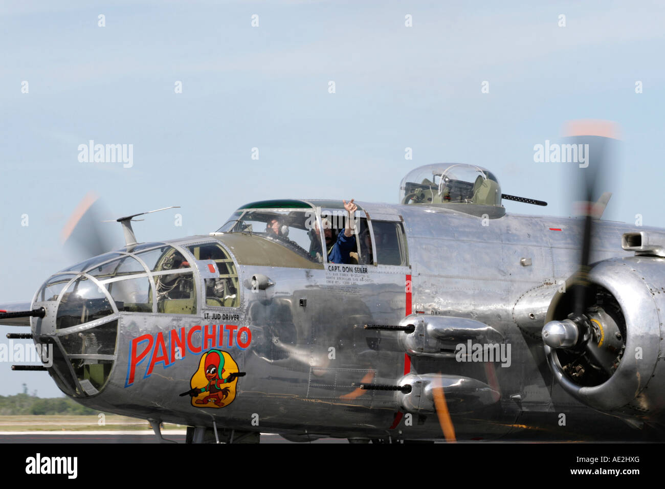 World War II B-25 Bomber Panchito Taxiing At The 2007 MacDill Air Fest ...