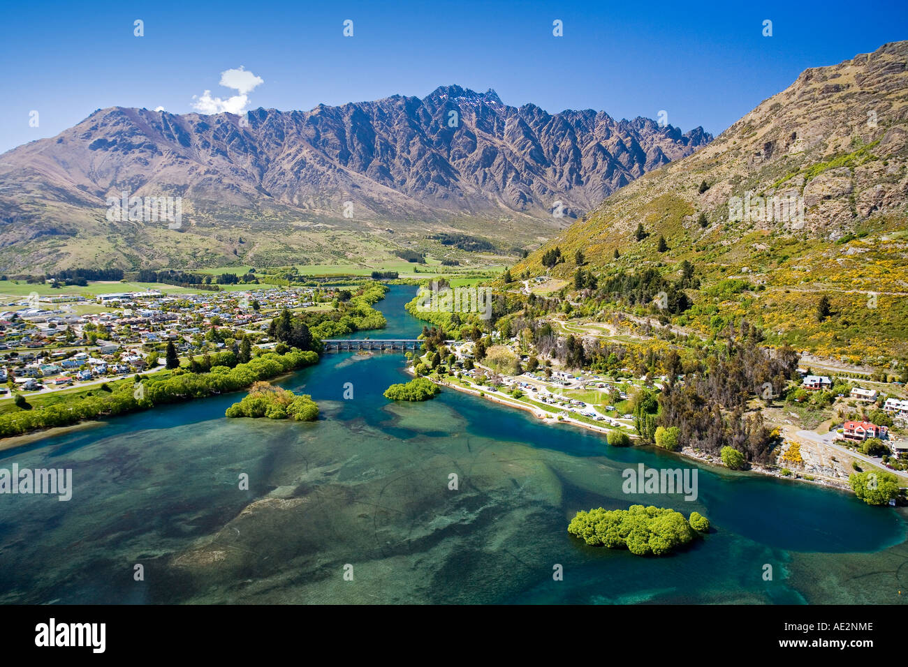 Lake Wakatipu Kawarau River and The Remarkables Queenstown South Island ...