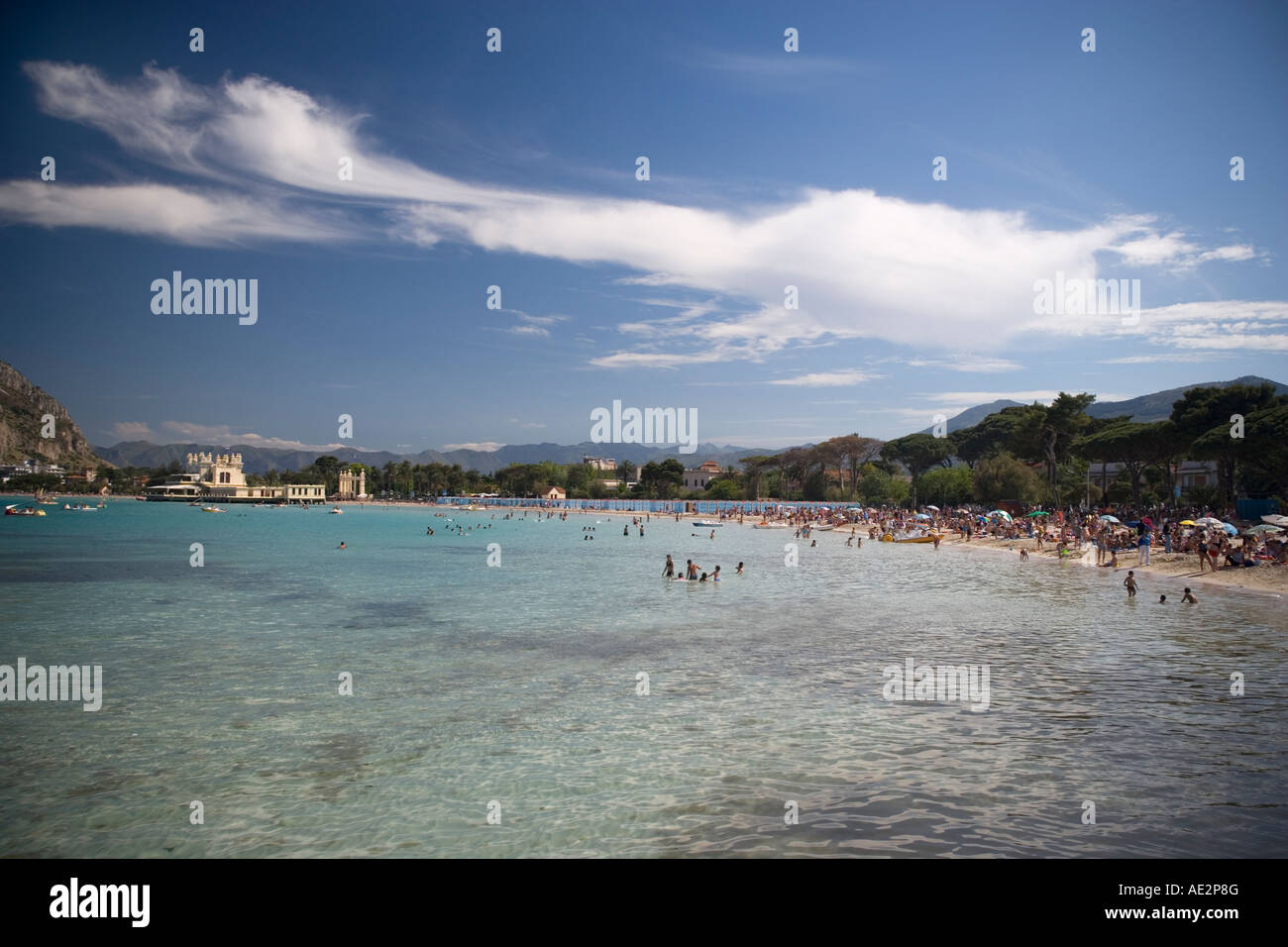 Mondello Palermo Sicily Italy Stock Photo Alamy