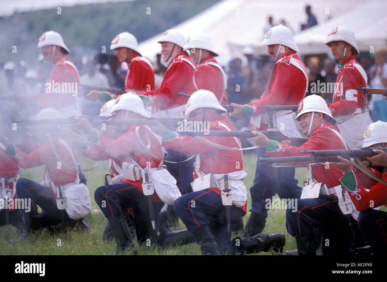 South Africa Kwa Zulu Natal Isandlwana The Red coat soldiers open fire Stock Photo