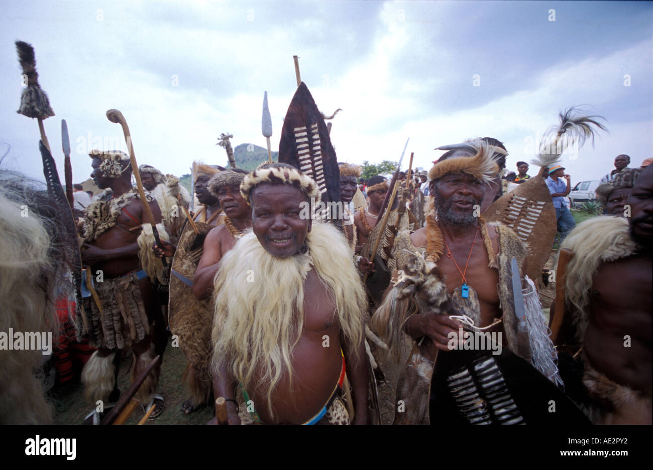 South Africa, Simunye, Zulu Warriors Fighting, Stock Photo