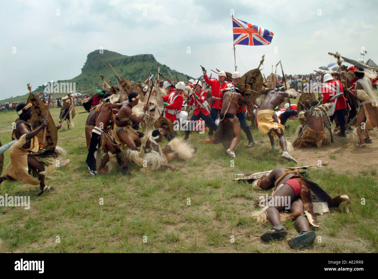South Africa Kwa Zulu Natal Reenactment of the battle of Isandlwan Stock Photo