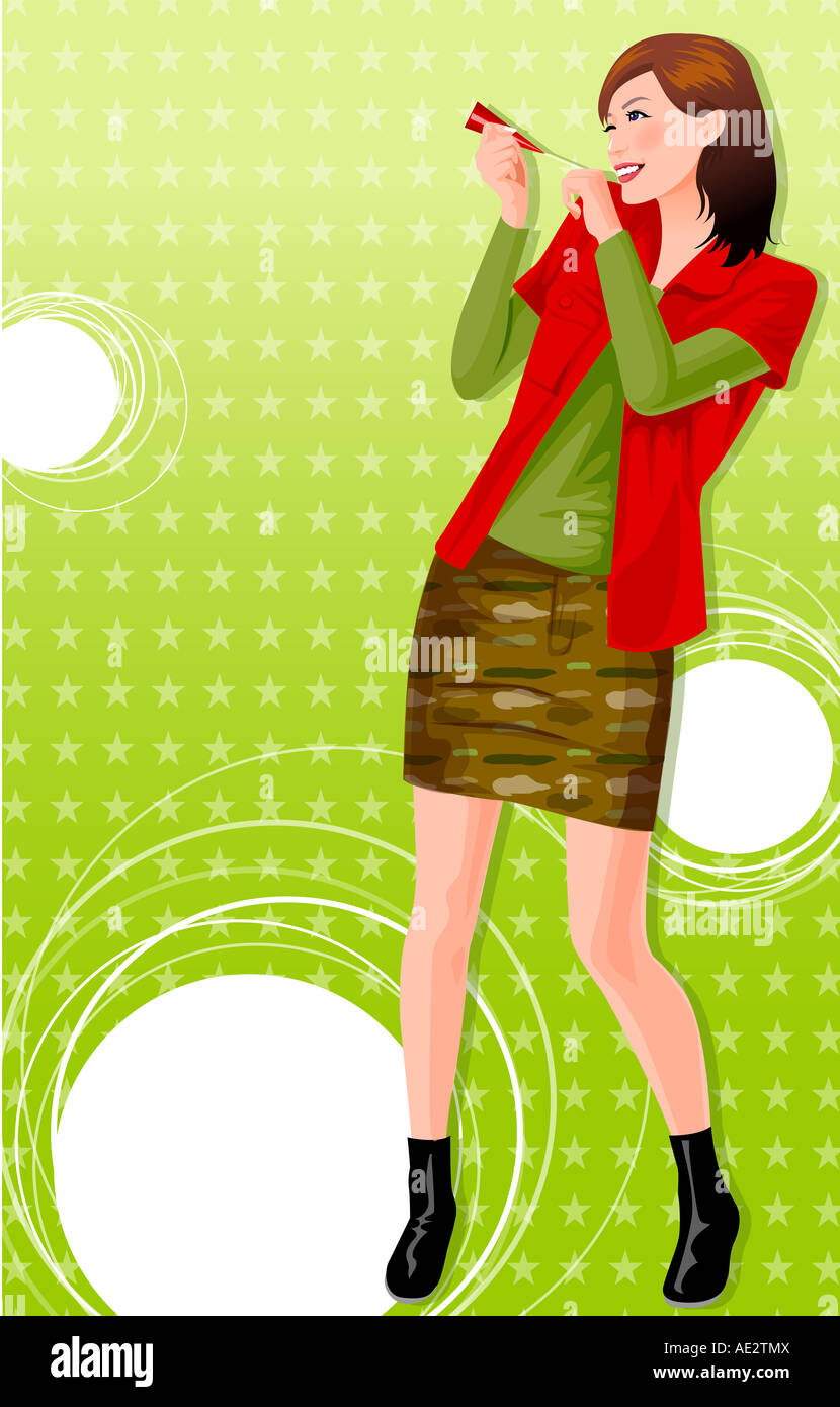 Woman blowing a party horn blower Stock Photo - Alamy