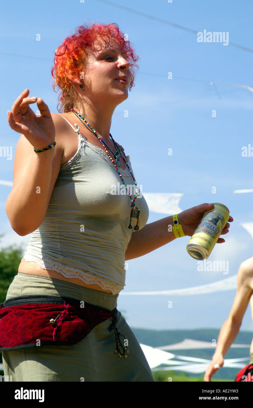Hilltop 2006 - Plump girl dancing outdoors at rave party, Slovakia Stock  Photo - Alamy
