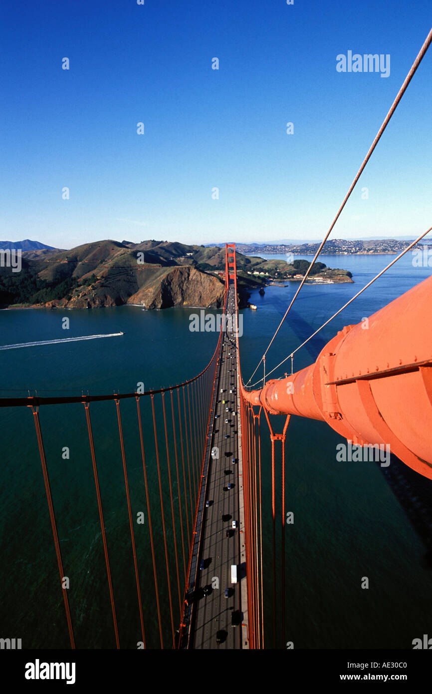 California, San Francisco, Golden Gate Bridge from South tower Stock Photo