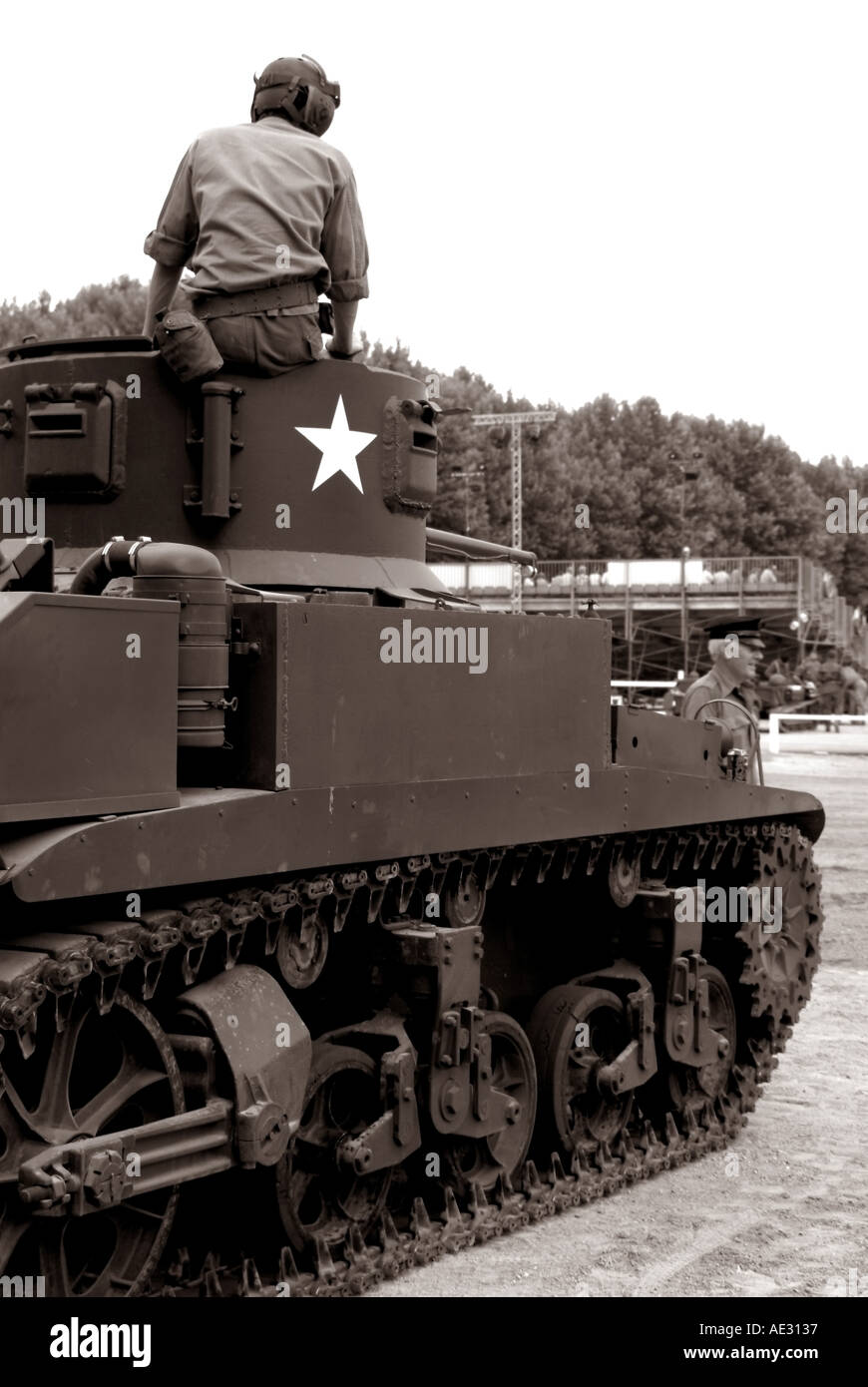 france maine et loire saumur tanks from the tank museum Musee des blindes taking part in festival  Stock Photo