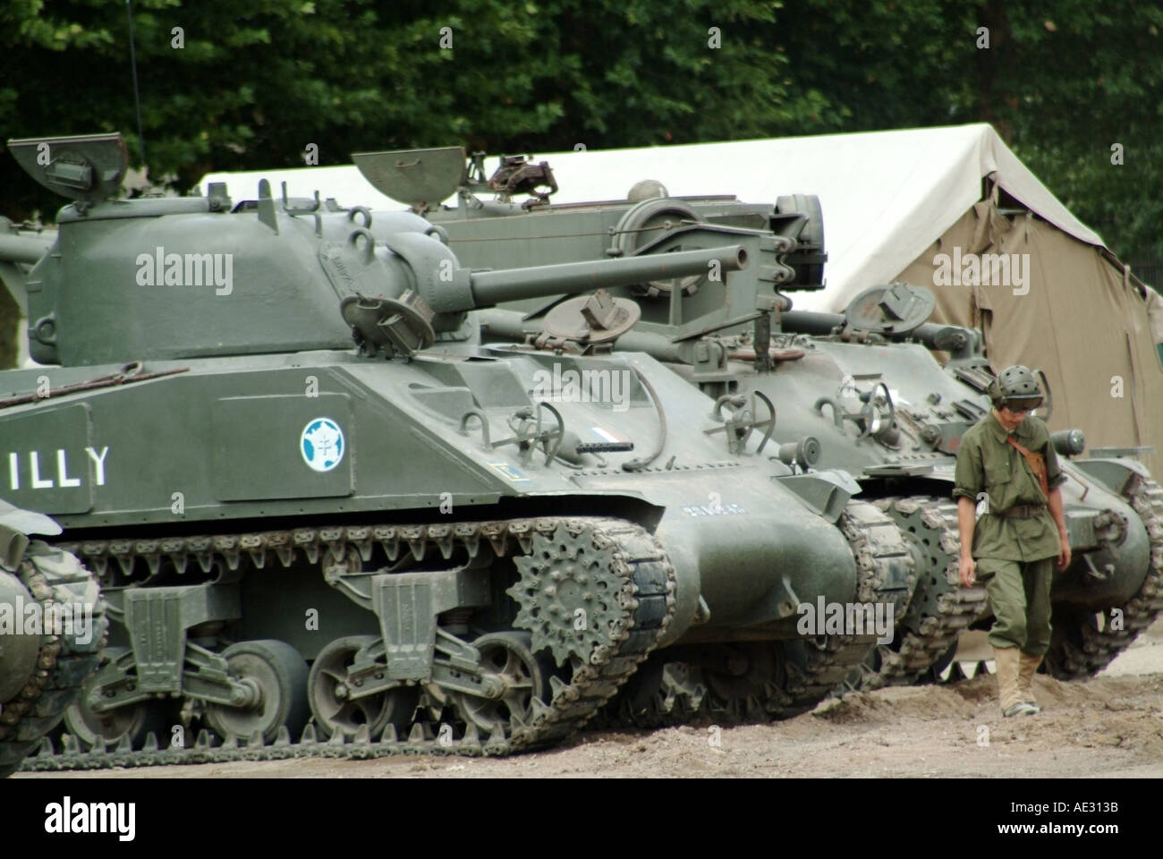 france maine et loire saumur tanks from the tank museum Musee des blindes taking part in festival  Stock Photo