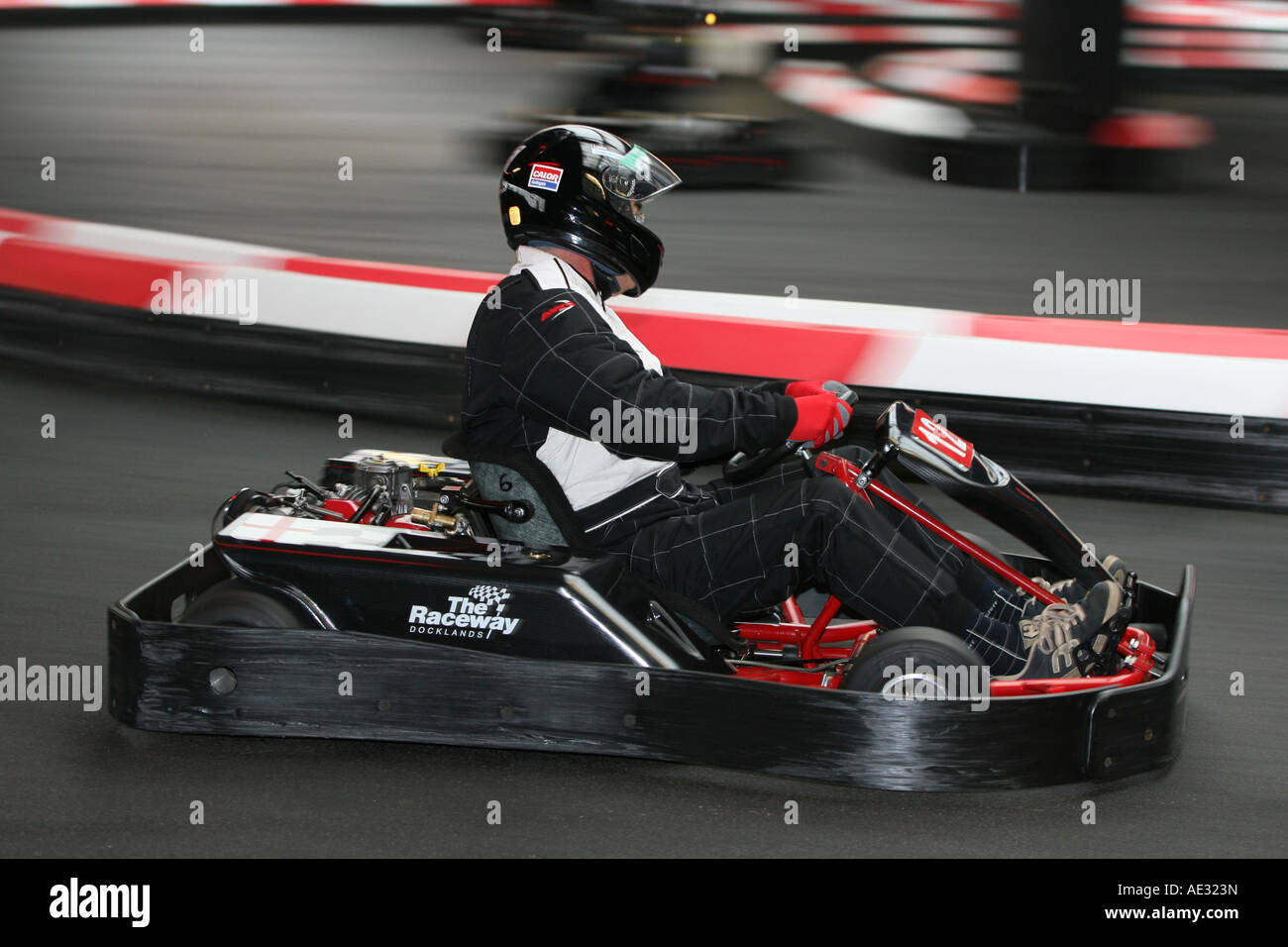 Indoor Go Karting At Docklands Raceway London Stock Photo