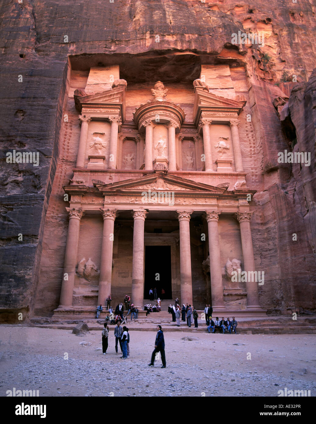 The stone structure known as The Treasury, Al Khazneh, in the ancient
