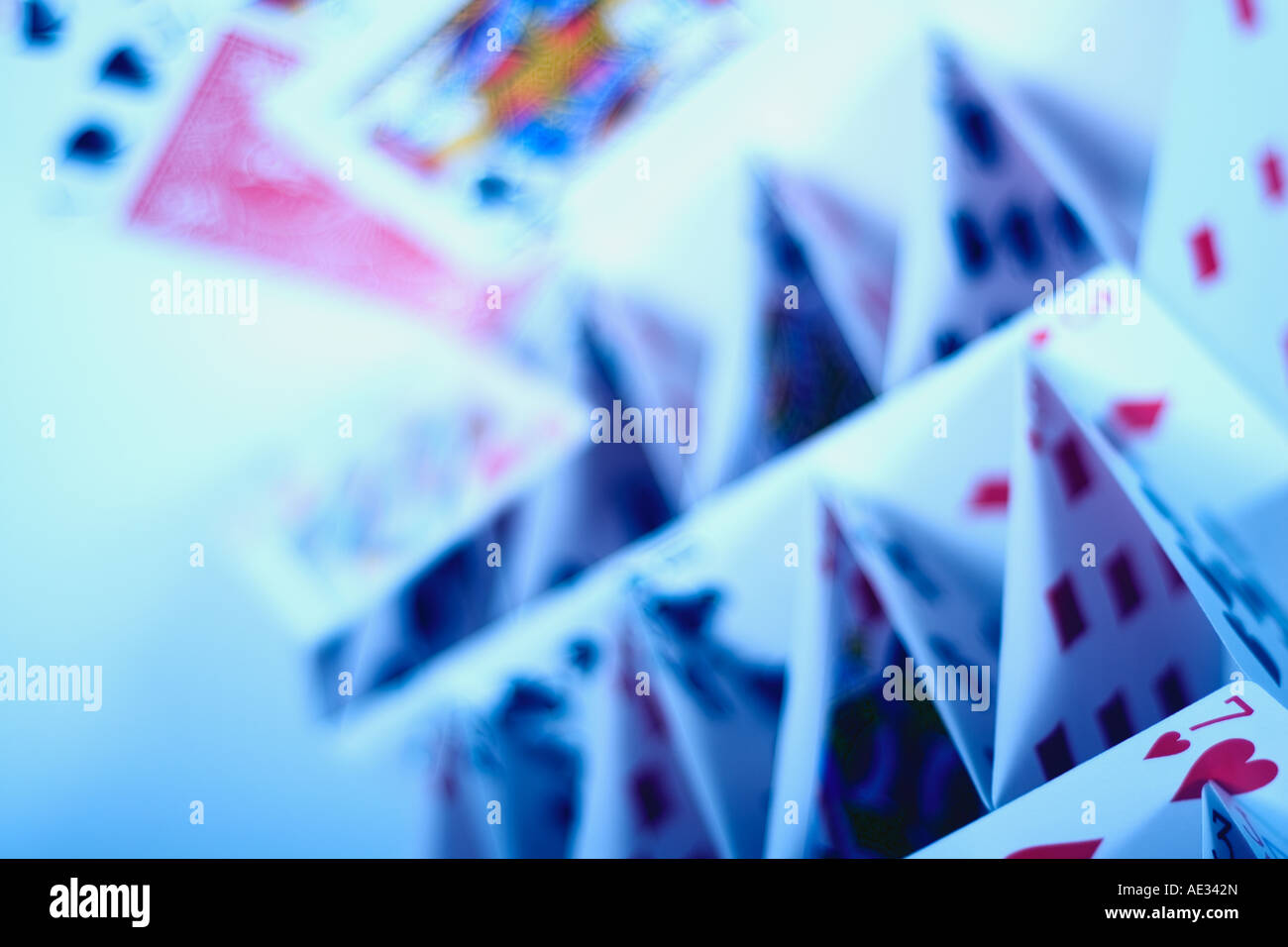 Collapsing House of Cards Stock Photo Alamy