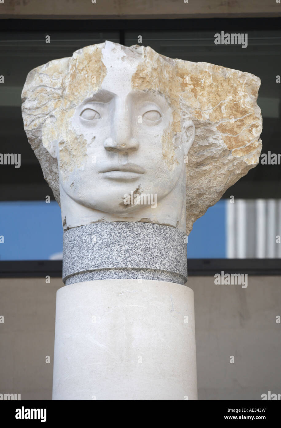 One of five 'Angel Head' sculptures by Emily Young, St Paul's