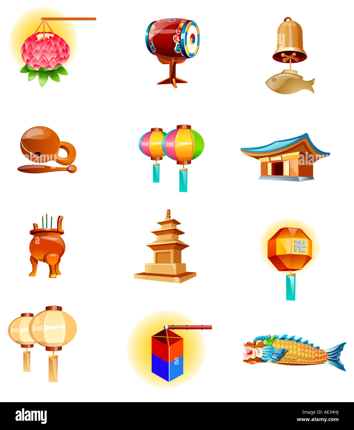 Different types of Chinese cultural objects Stock Photo Alamy