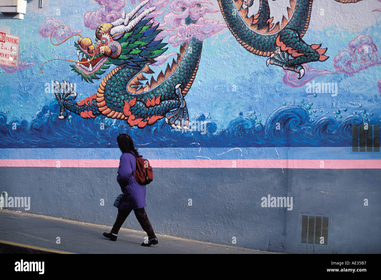 California, San Francisco, Dragon mural, Chinatown Stock Photo Alamy