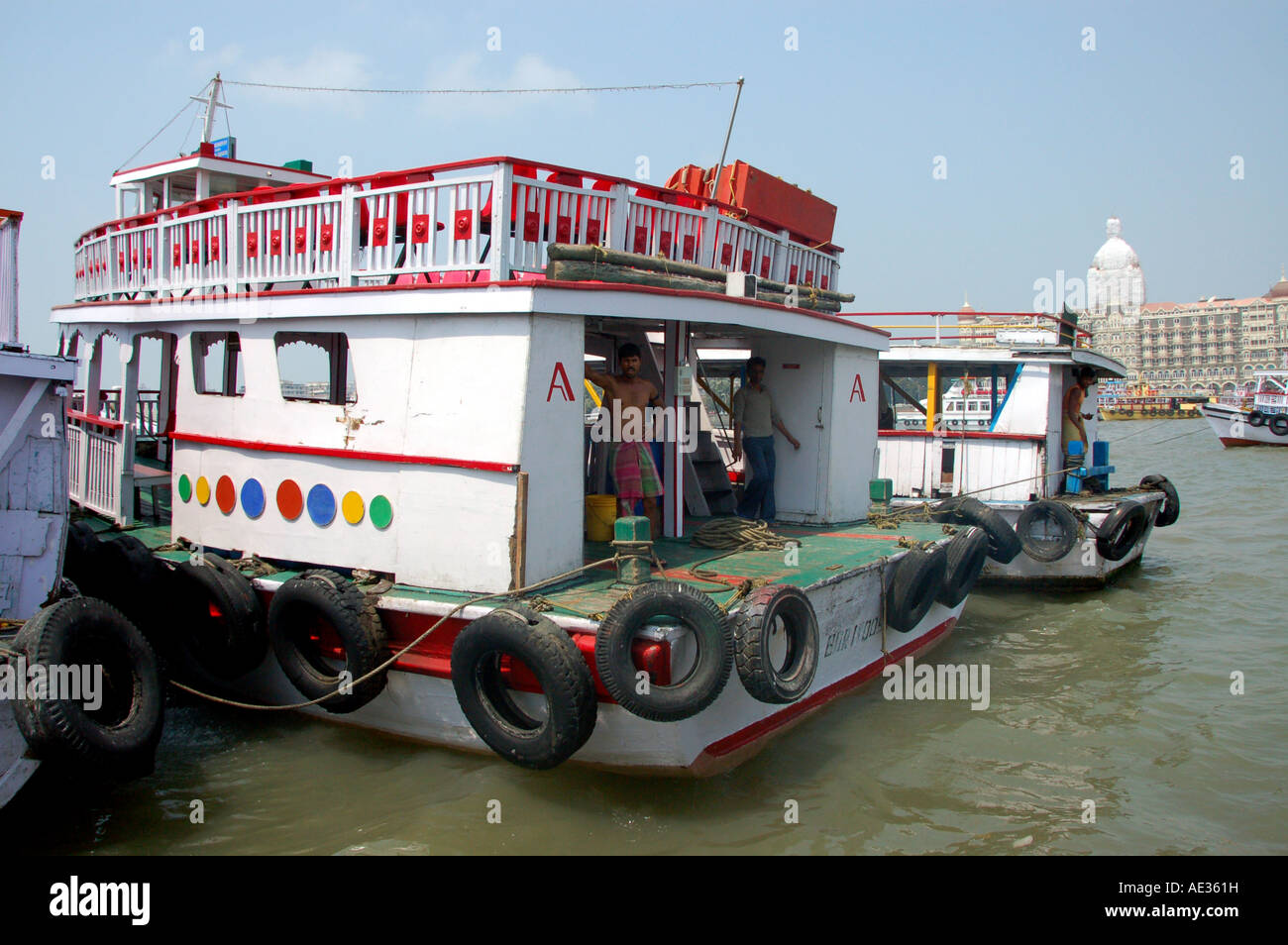 Elephanta Island ferry in Mumbai / Bombay harbour, India Stock Photo