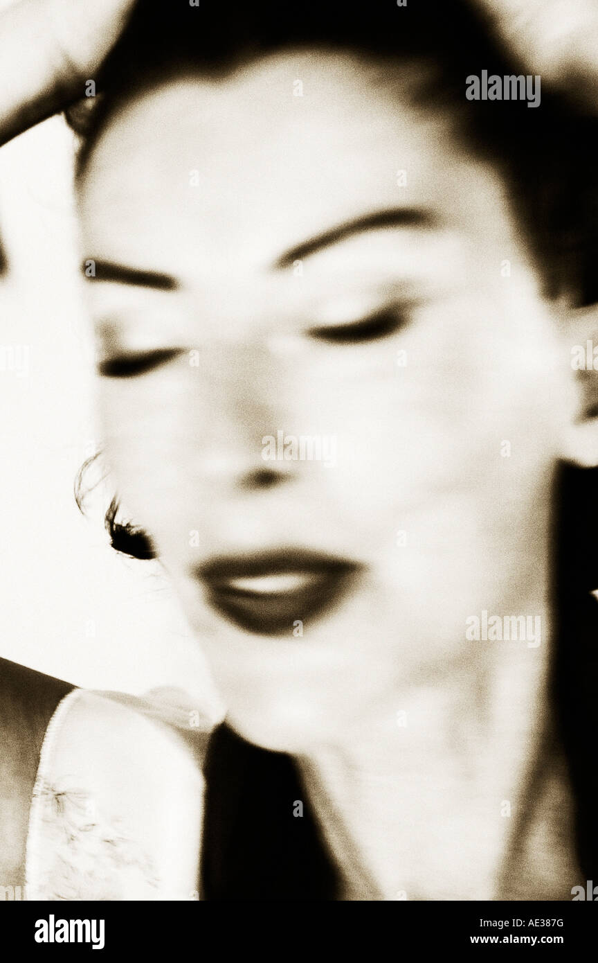 portrait of passionate woman with dark lips Stock Photo