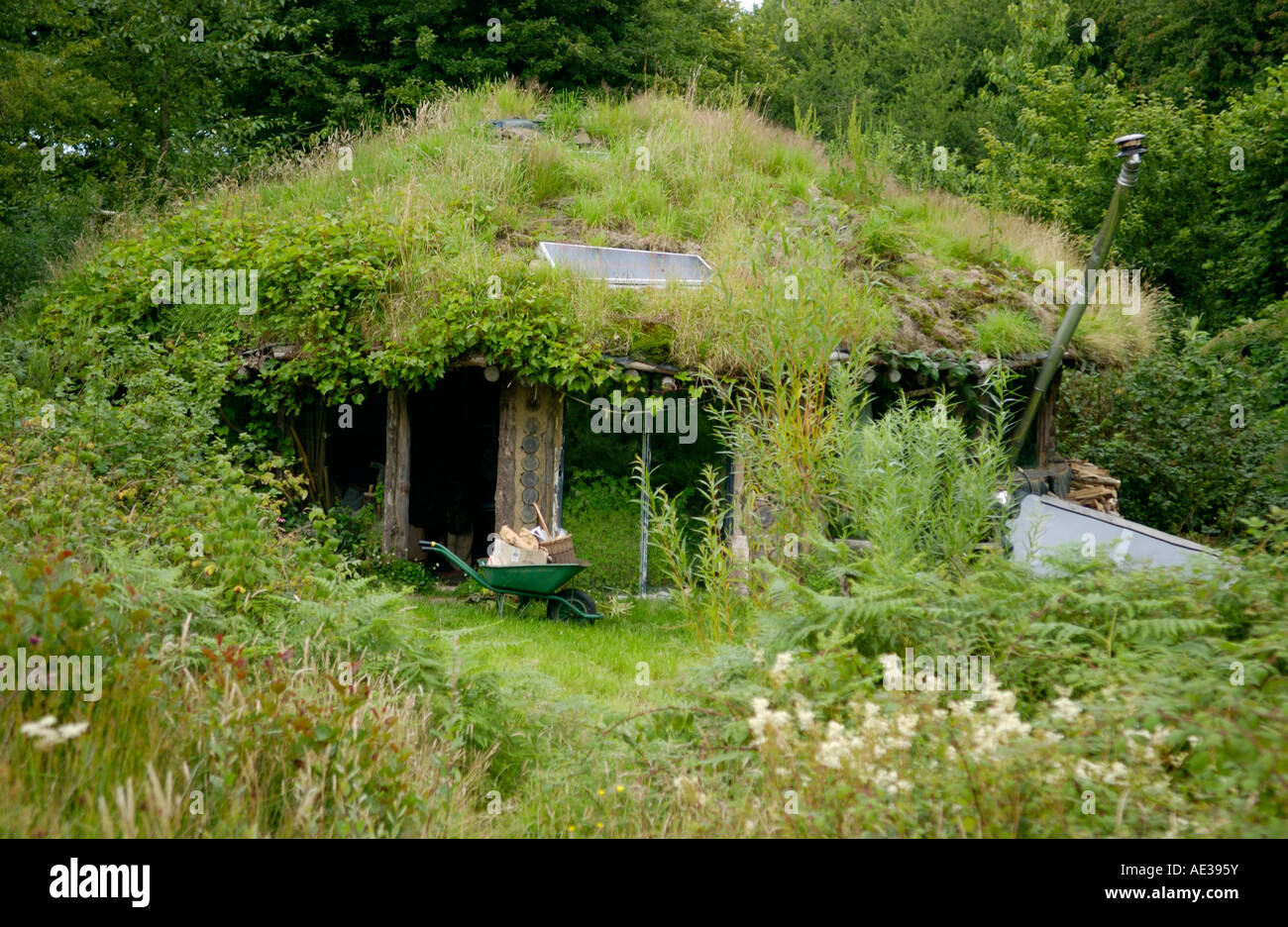 Low impact Roundhouse built by Tony Wrench at Brithdir Mawr Pembrokeshire West Wales UK GB EU Stock Photo