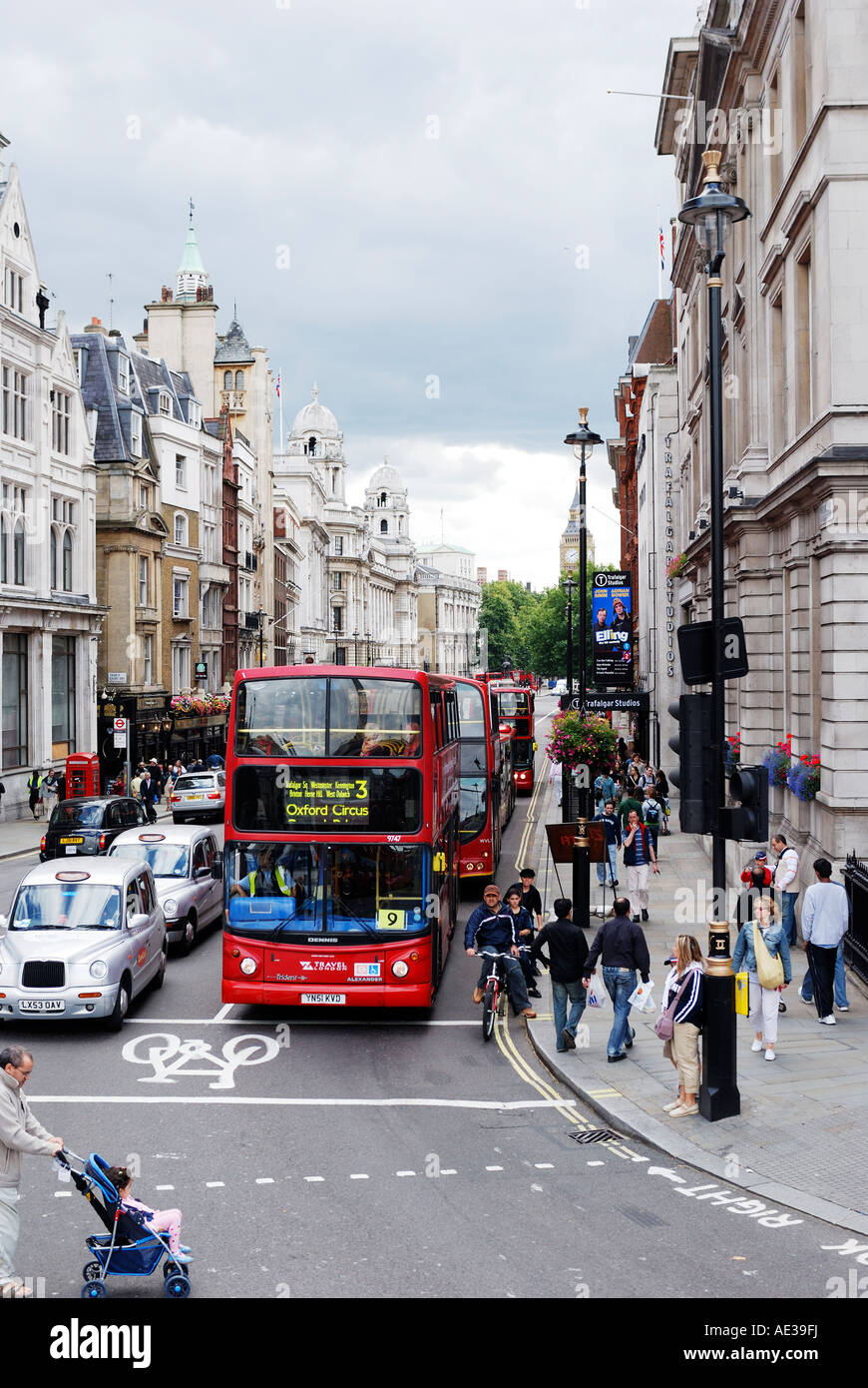 STREET SCENE LOOKING DOWN WHITEHALL FROM TRAFALGAR SQUARE LONDON ...