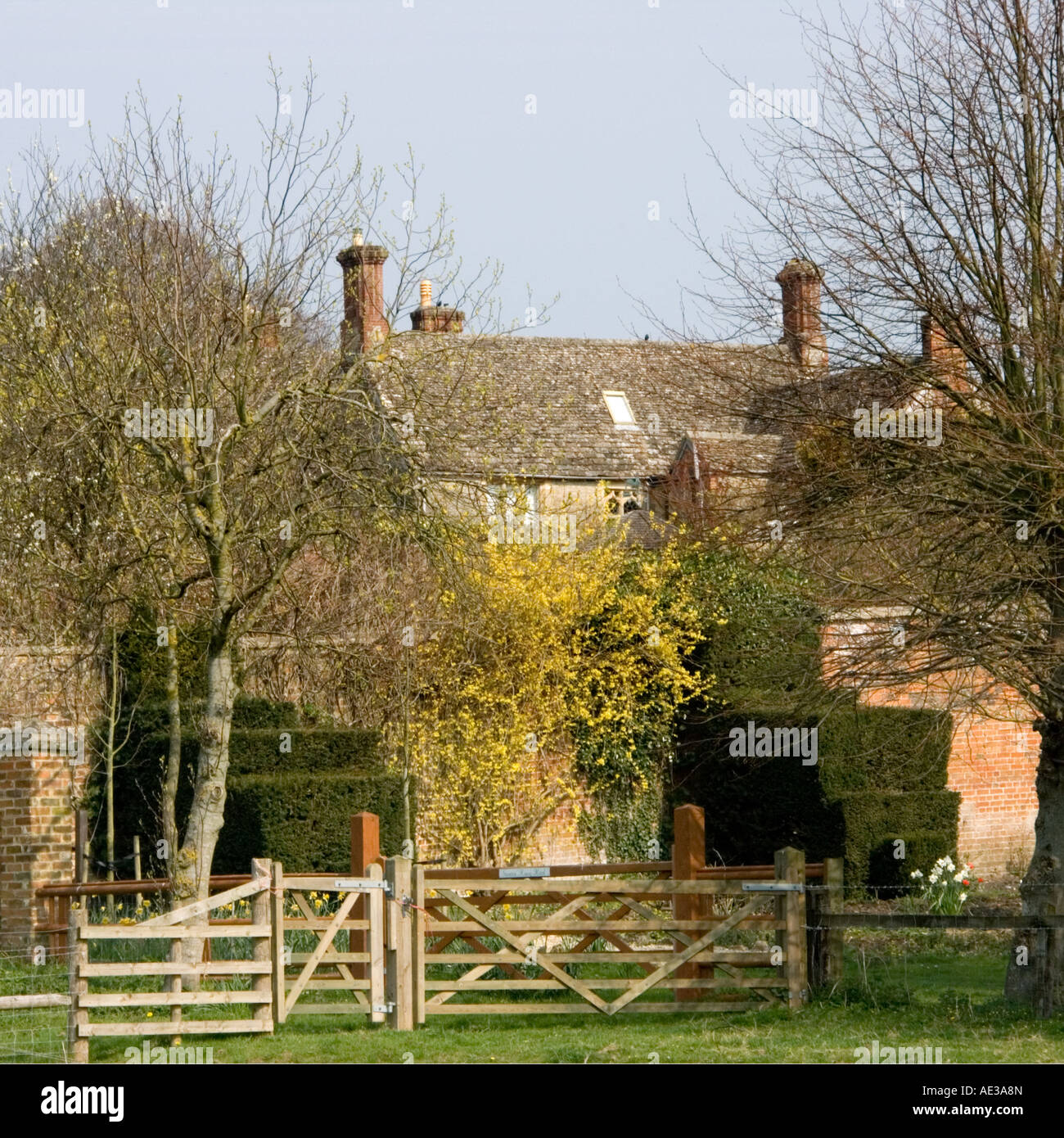 Traditional stone house, rear view with garden and paddock, Stanton