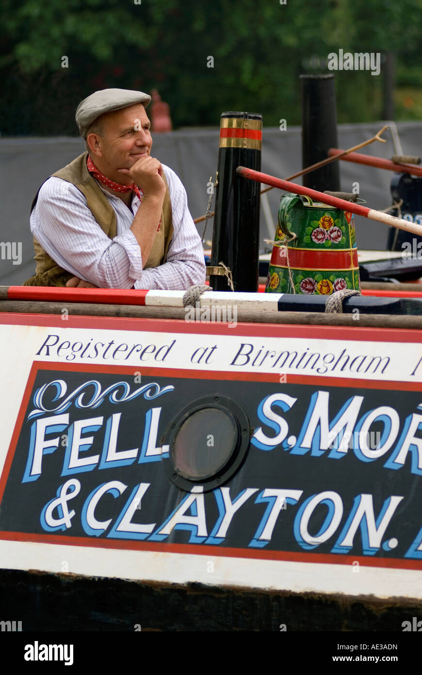 Fellows Morton & Clayton FMC traditional historic Josher narrowboat on the canal registered at Birmingham President & Kildare Stock Photo