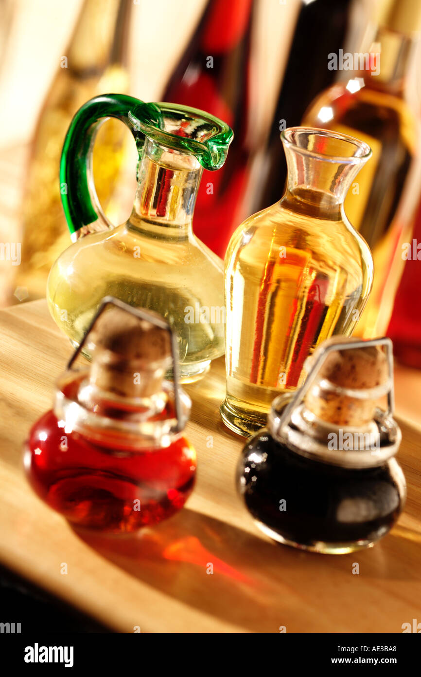 BOTTLES OF VINEGAR Stock Photo