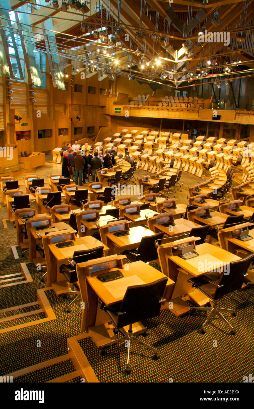 Main chamber of the Scottish Parliament Edinburgh UK Stock Photo