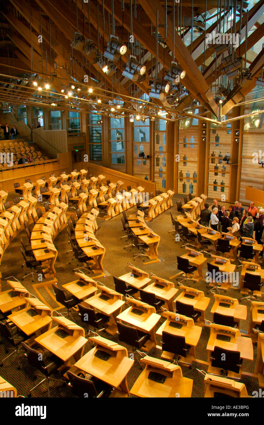 Main chamber of the Scottish Parliament Edinburgh UK Stock Photo