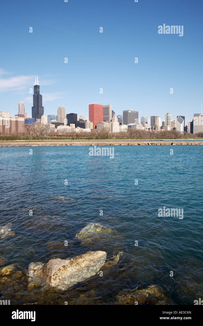 Chicago skyline and Lake Michigan Stock Photo - Alamy