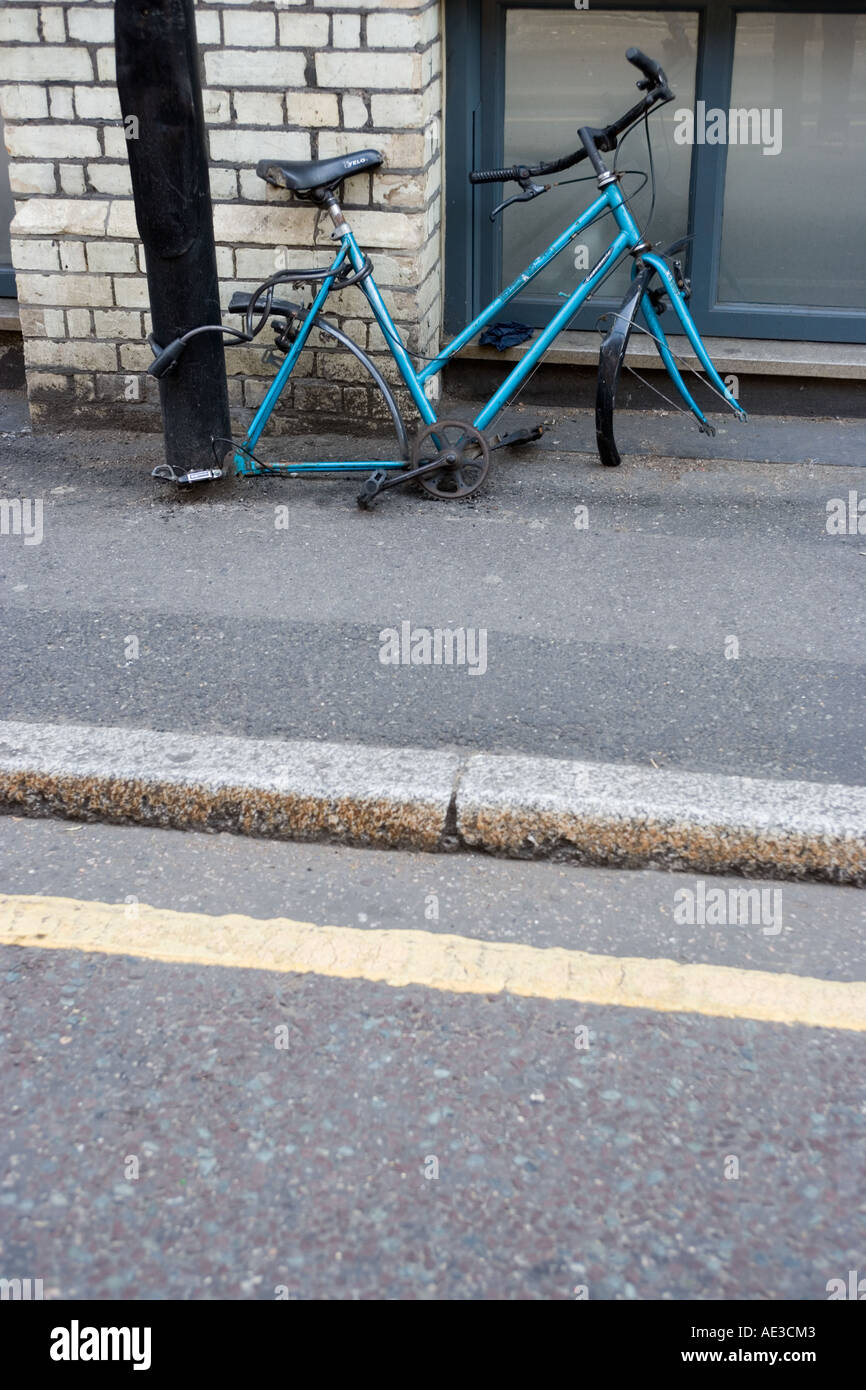 Bicycle with Stolen Wheels Stock Photo Alamy