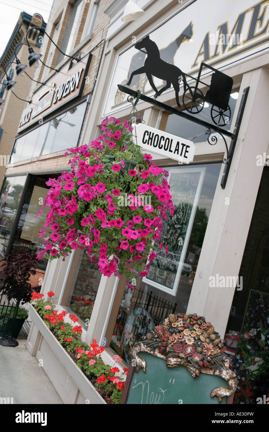Valparaiso Indiana,Lincolnway,Designer desserts,treats,entrance,front,sign,chocolate,IN070724051 Stock Photo