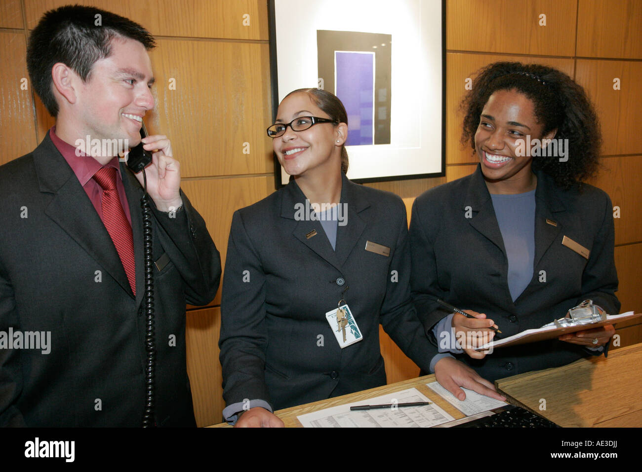 Cincinnati Ohio,Westin,hotel hotels lodging inn motel motels,front desk check in reception reservation reservations register registration,reservationi Stock Photo