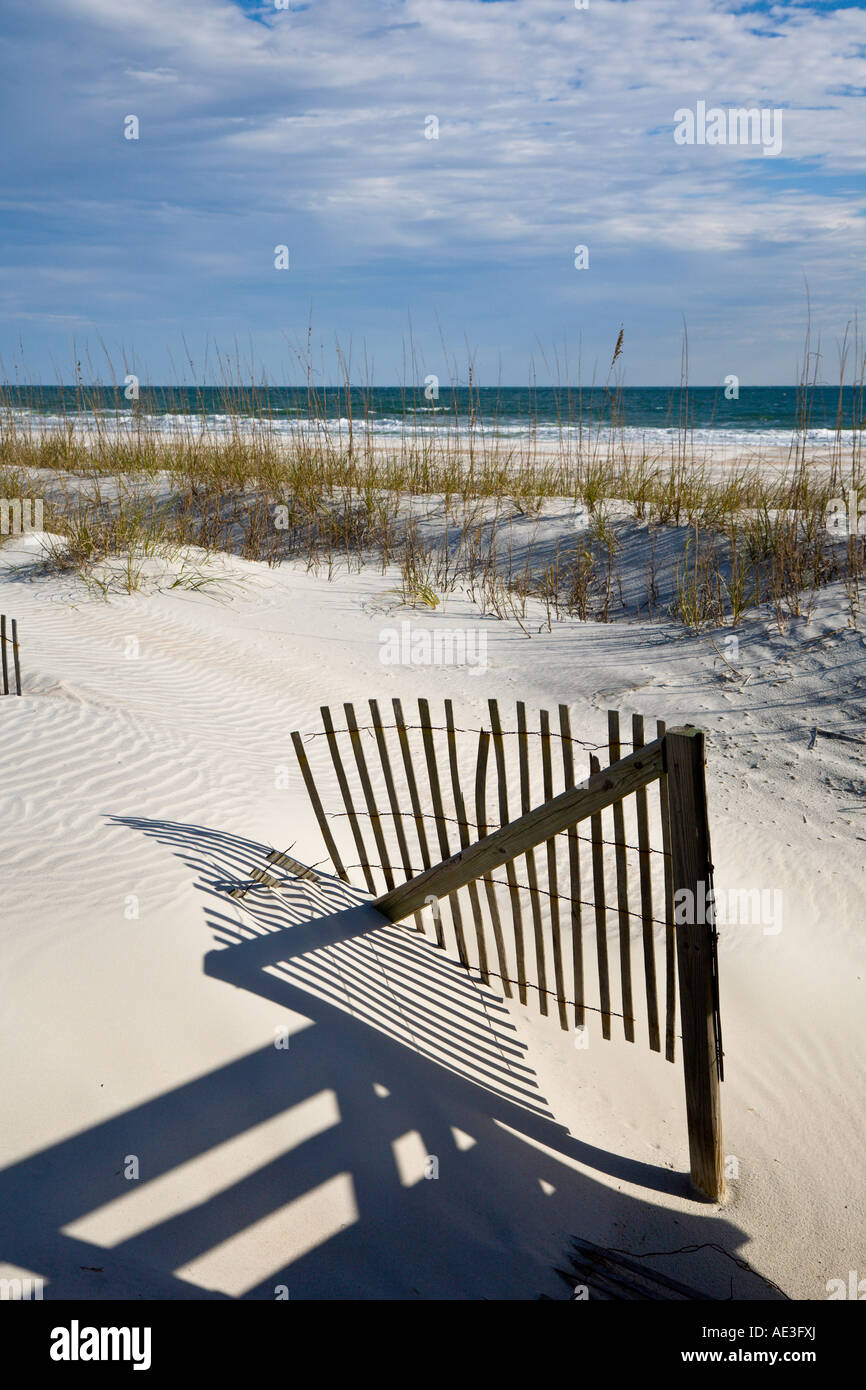 Wooden erosion fence on sand beach at Anastasia State Park, in St