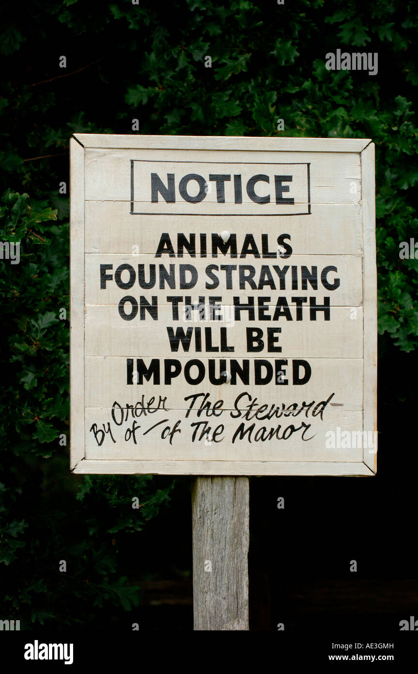 Animal banning order sign on West Sussex Country Estate. Picture by Jim Holden. Stock Photo