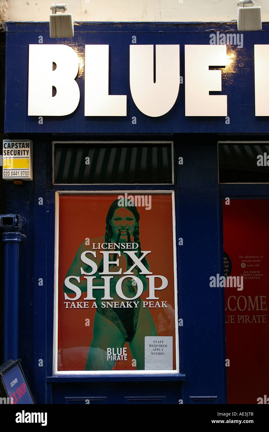 blue sex shop London poster advertising Stock Photo