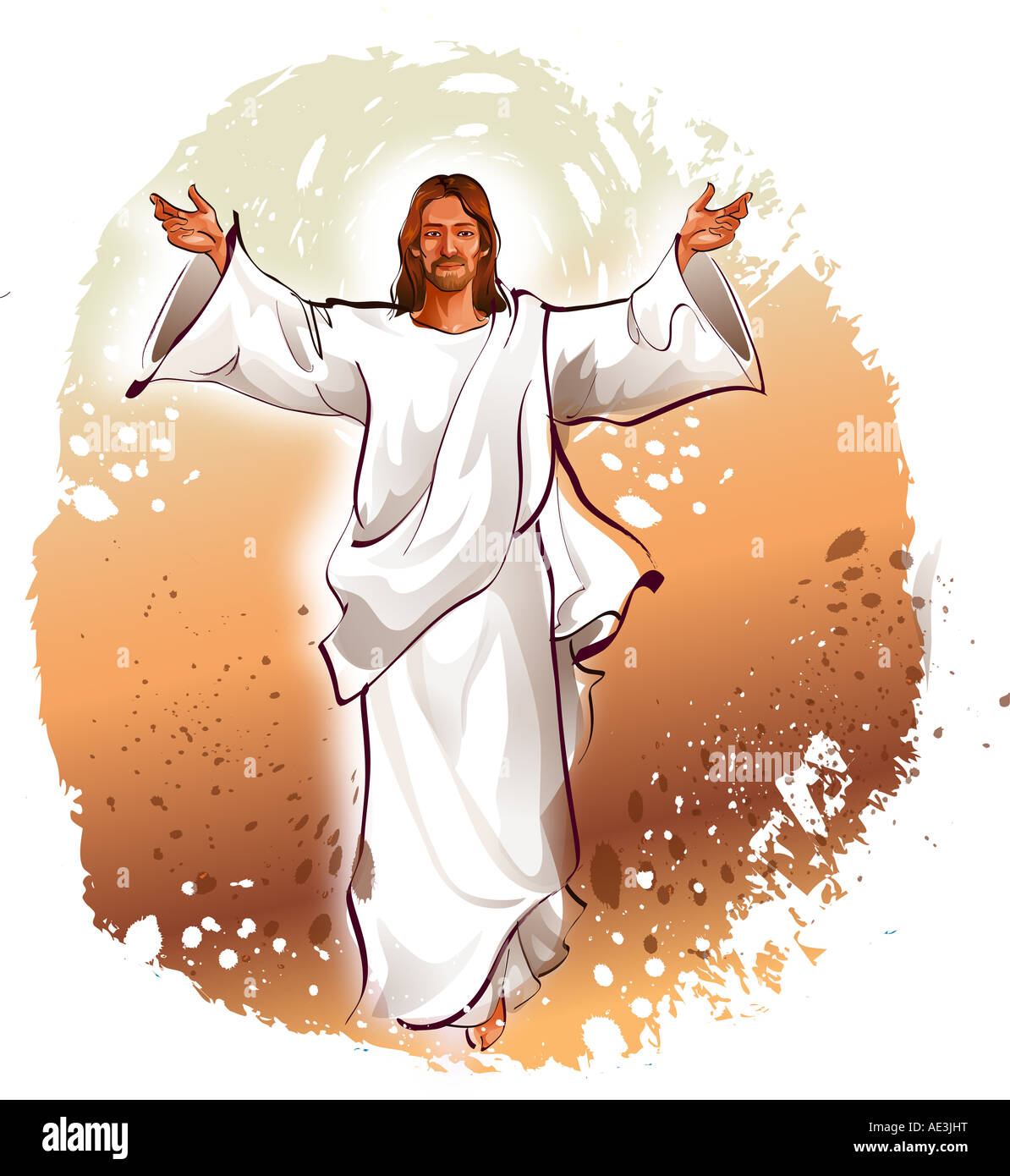 Jesus Christ blessing with his arms outstretched Stock Photo