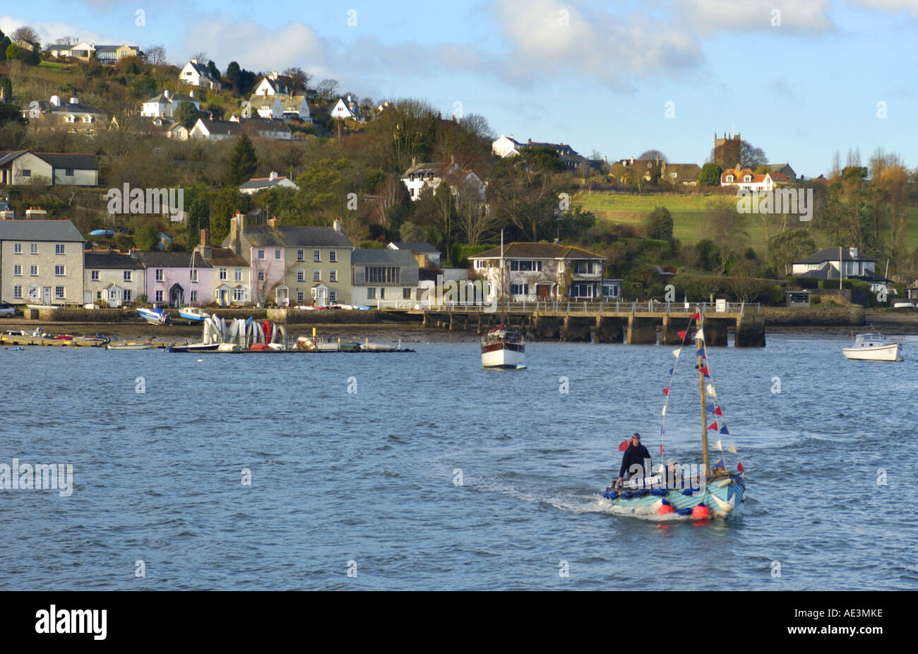Walkers on the John Musgrave Heritage trail use the Dittisham ferry to cross the river Dart in