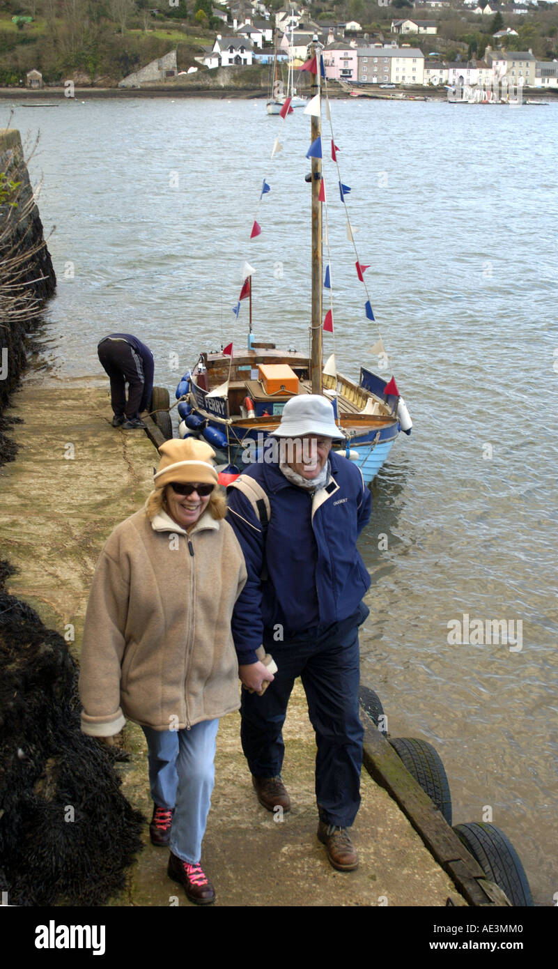 Walkers on the John Musgrave Heritage trail use the Dittisham ferry to cross the river Dart in