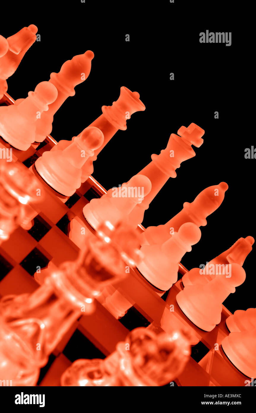Glass chess pieces with toned effect Stock Photo Alamy